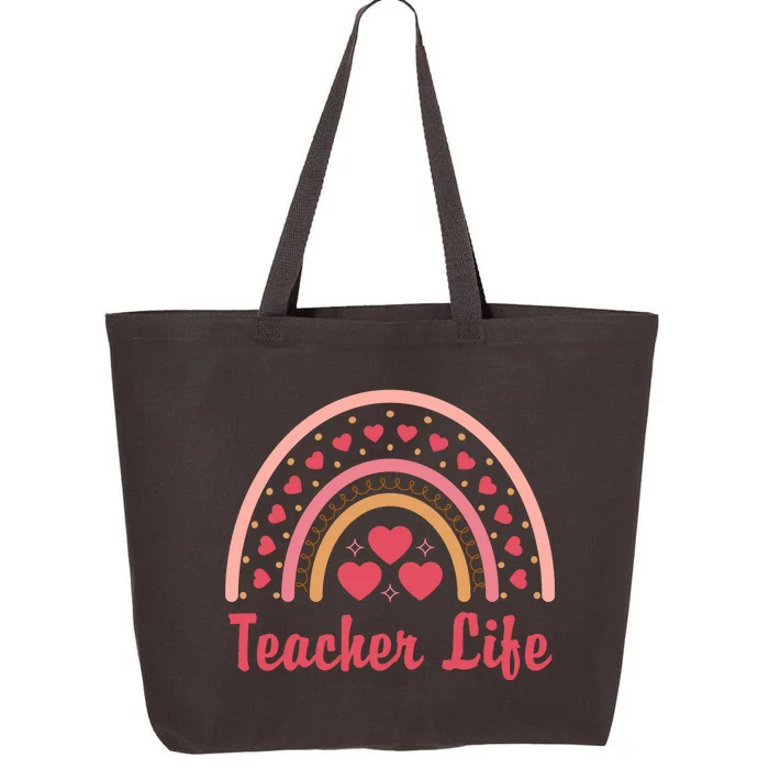 Teacher Life Rainbow Valentines Day Gift 25L Jumbo Tote