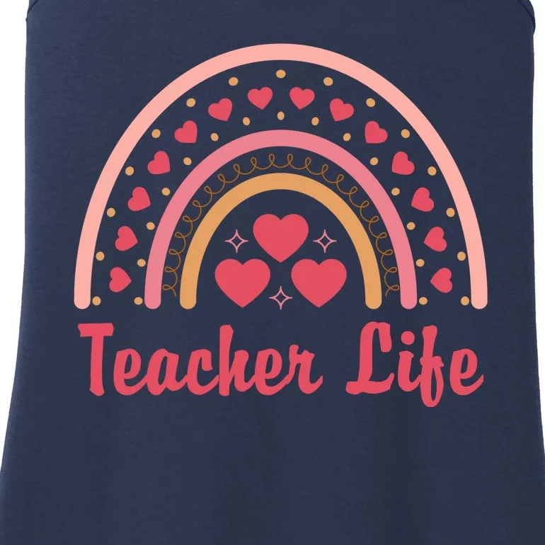 Teacher Life Rainbow Valentines Day Gift Ladies Essential Tank