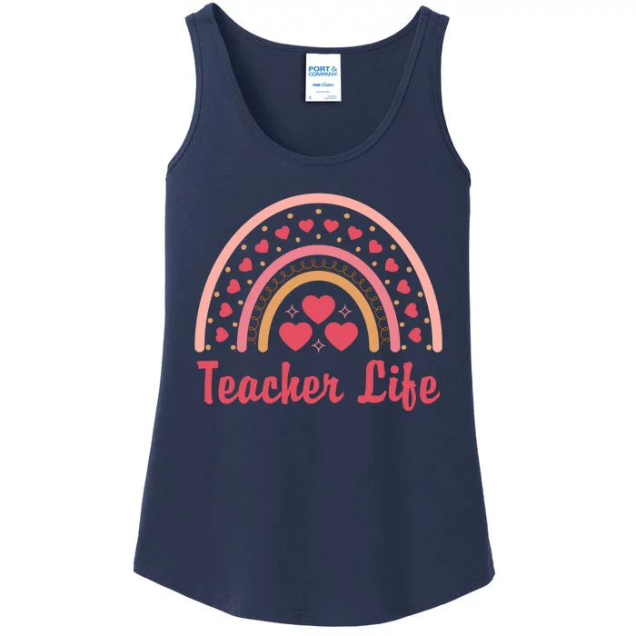 Teacher Life Rainbow Valentines Day Gift Ladies Essential Tank