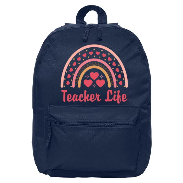 Teacher Life Rainbow Valentines Day Gift 16 in Basic Backpack