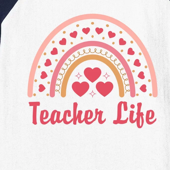 Teacher Life Rainbow Valentines Day Gift Baseball Sleeve Shirt