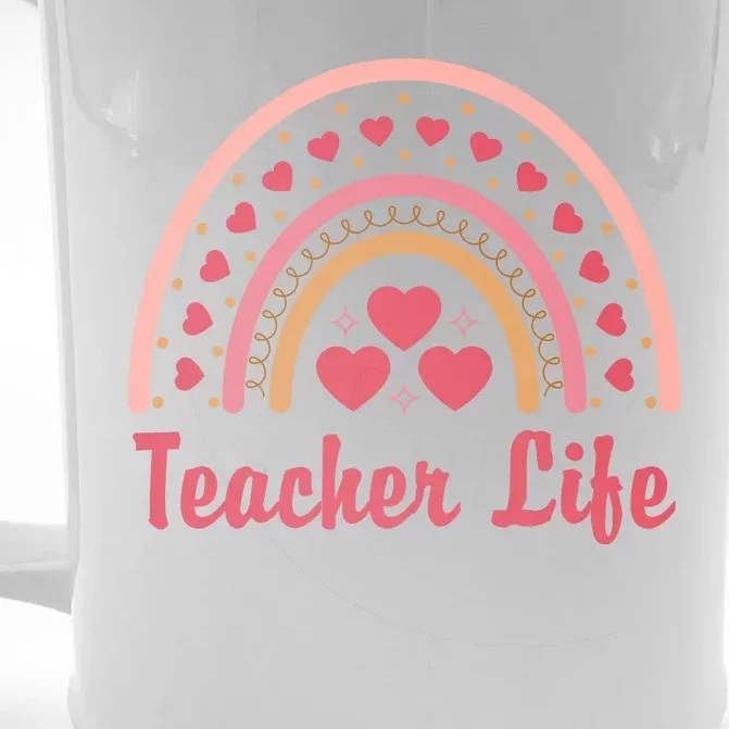 Teacher Life Rainbow Valentines Day Gift Front & Back Beer Stein