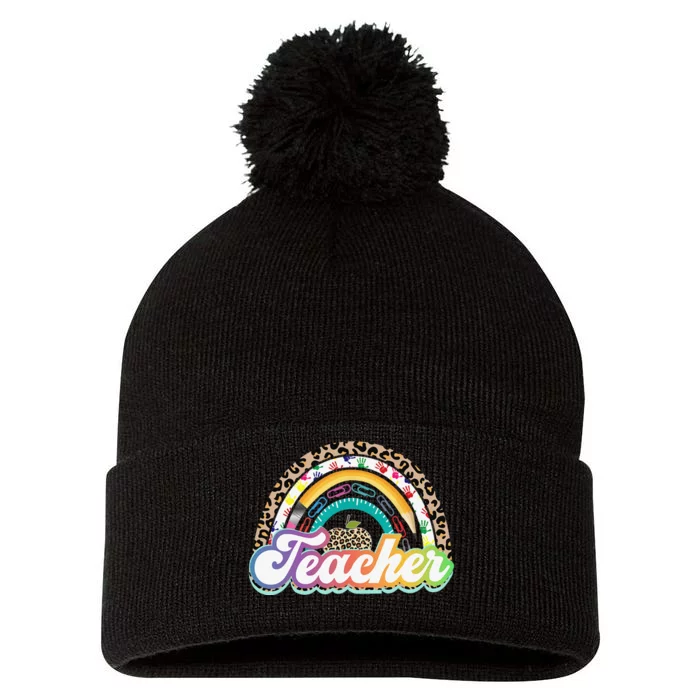 Teacher Life Rainbow Teacher Shirts for  Best Teacher Pom Pom 12in Knit Beanie