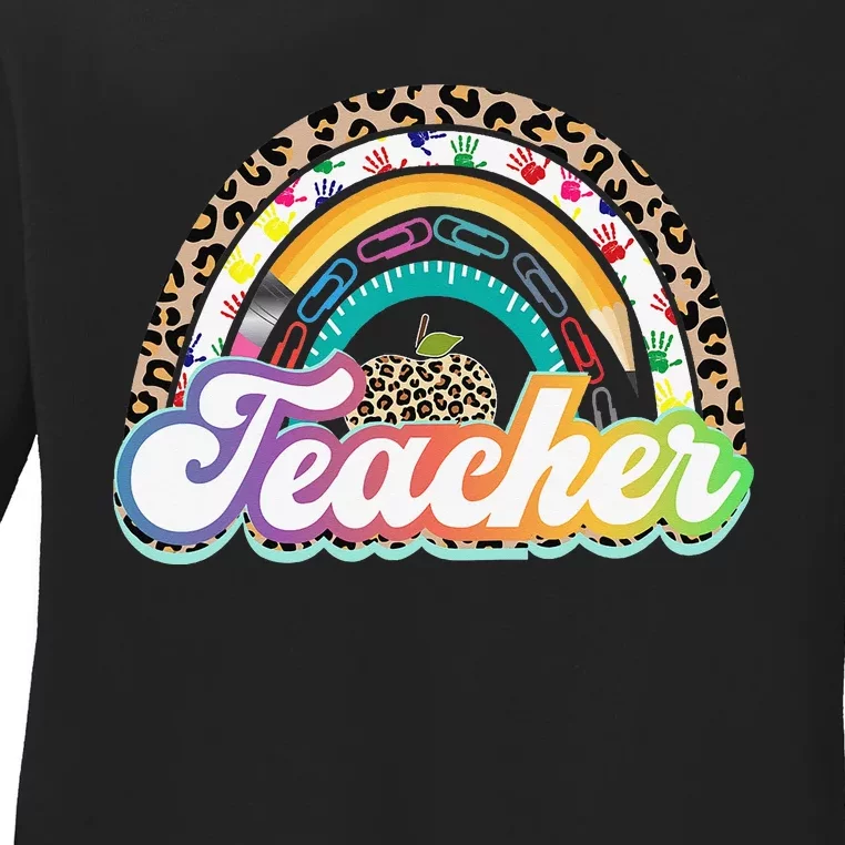 Teacher Life Rainbow Teacher Shirts for  Best Teacher Ladies Long Sleeve Shirt