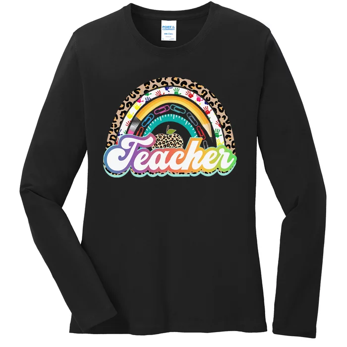 Teacher Life Rainbow Teacher Shirts for  Best Teacher Ladies Long Sleeve Shirt