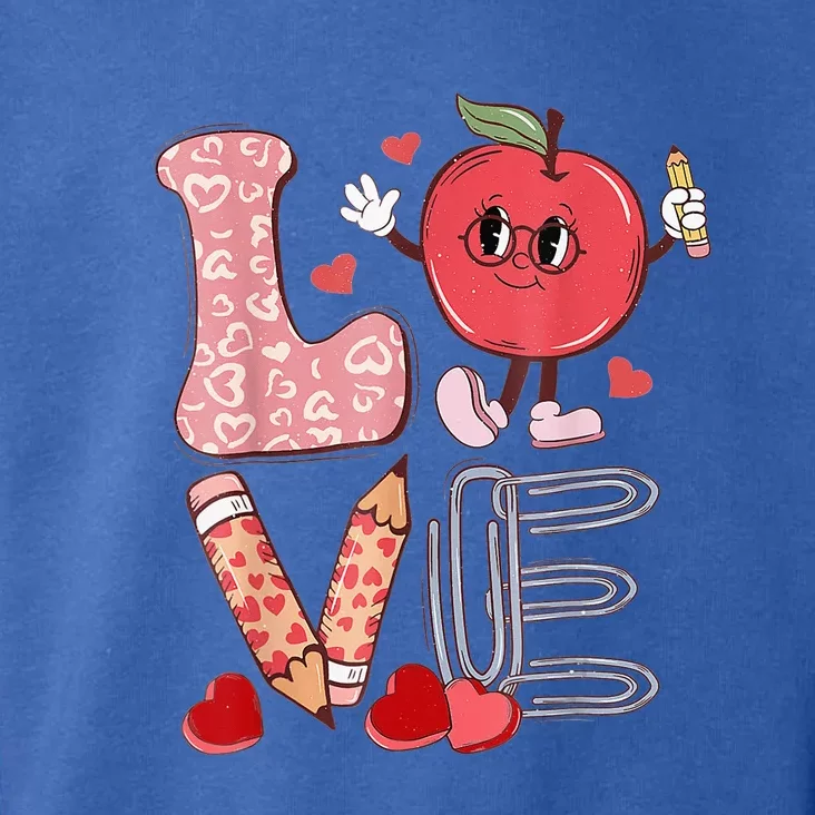 Teacher Love Retro Groovy Valentines Day Toddler Hoodie