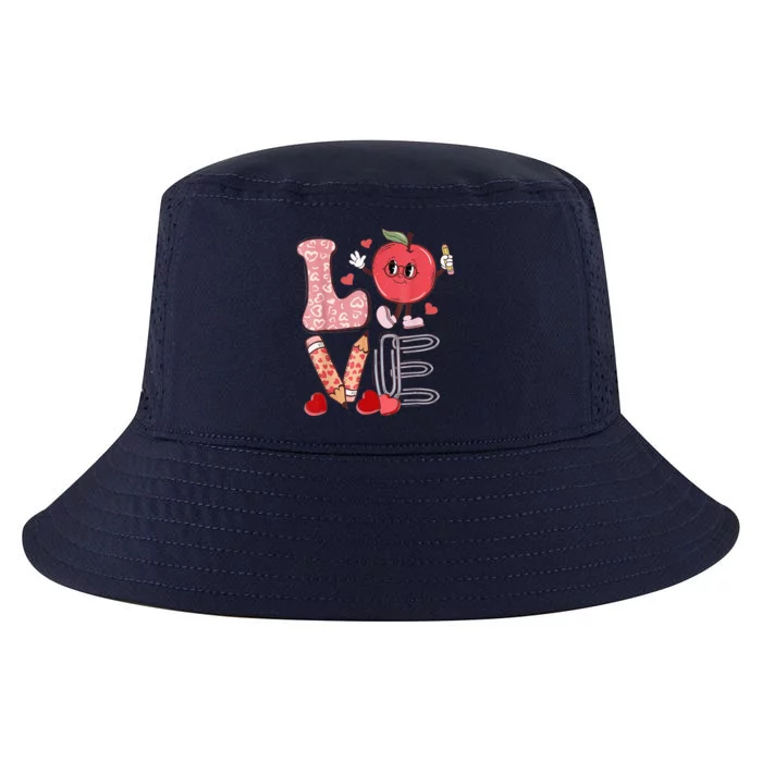 Teacher Love Retro Groovy Valentines Day Cool Comfort Performance Bucket Hat