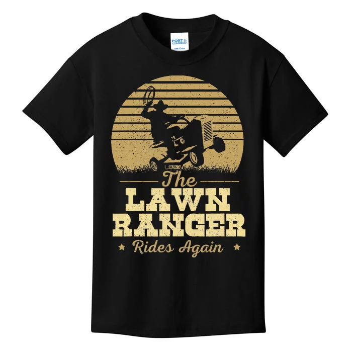 The Lawn Ranger Rides Again Landscraper Mower Landscaping Kids T-Shirt