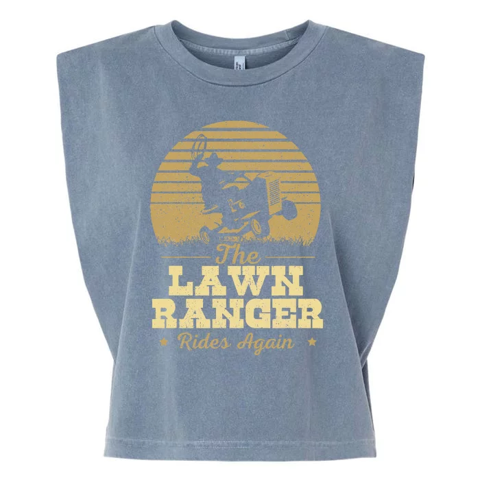 The Lawn Ranger Rides Again Landscraper Mower Landscaping Garment-Dyed Women's Muscle Tee