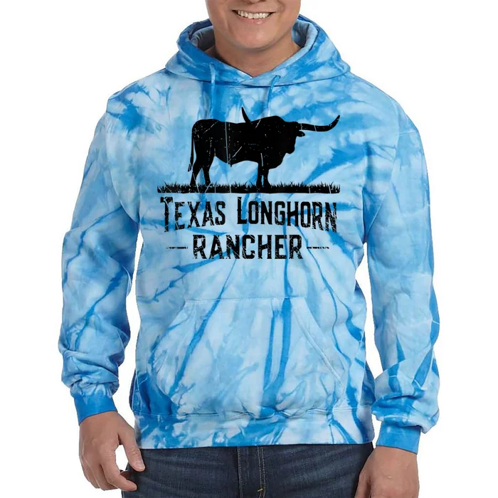 Texas Longhorn Rancher Longhorn Cow For Cattle Farmer Tie Dye Hoodie