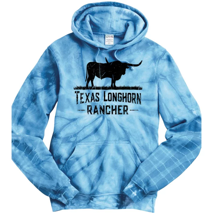 Texas Longhorn Rancher Longhorn Cow For Cattle Farmer Tie Dye Hoodie