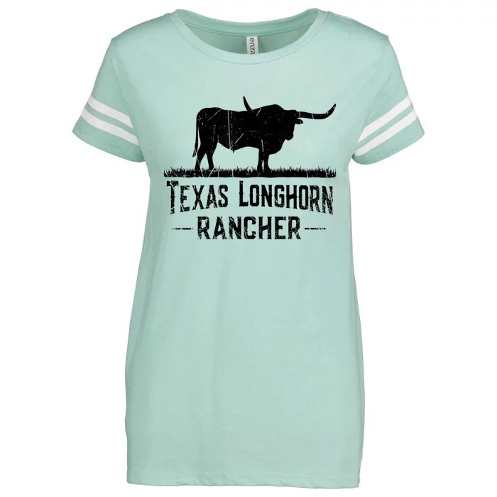 Texas Longhorn Rancher Longhorn Cow For Cattle Farmer Enza Ladies Jersey Football T-Shirt