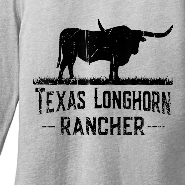 Texas Longhorn Rancher Longhorn Cow For Cattle Farmer Womens CVC Long Sleeve Shirt