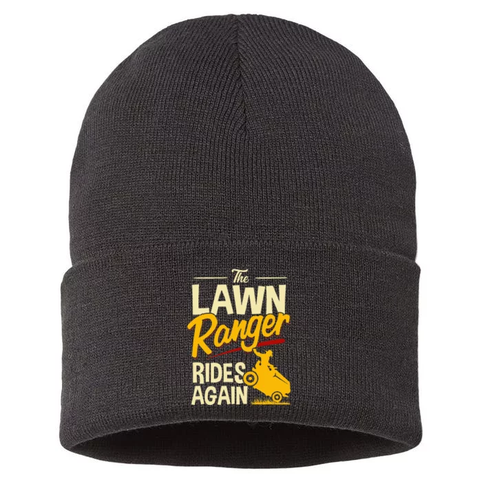 The Lawn Ranger Rides Again Lawn Tractor Mowing Sustainable Knit Beanie