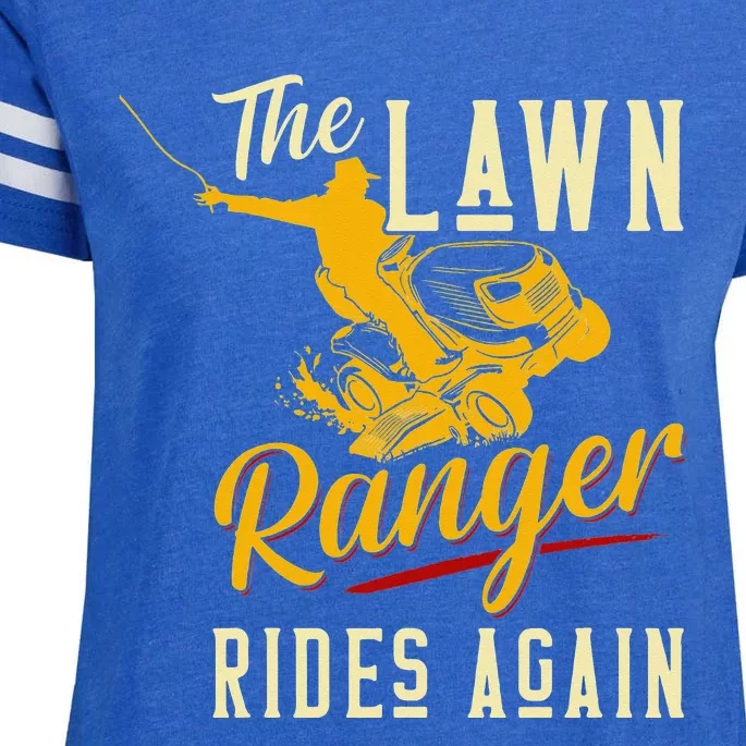 The Lawn Ranger Rides Again Lawn Tractor Mowing Enza Ladies Jersey Football T-Shirt