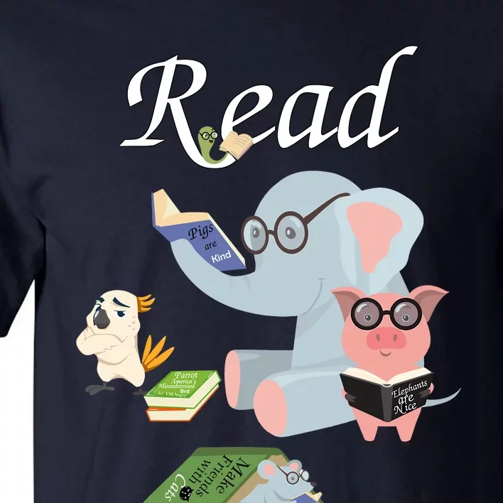 Teacher Library Read Book Club Piggie Elephant Pigeons Funny Tall T-Shirt