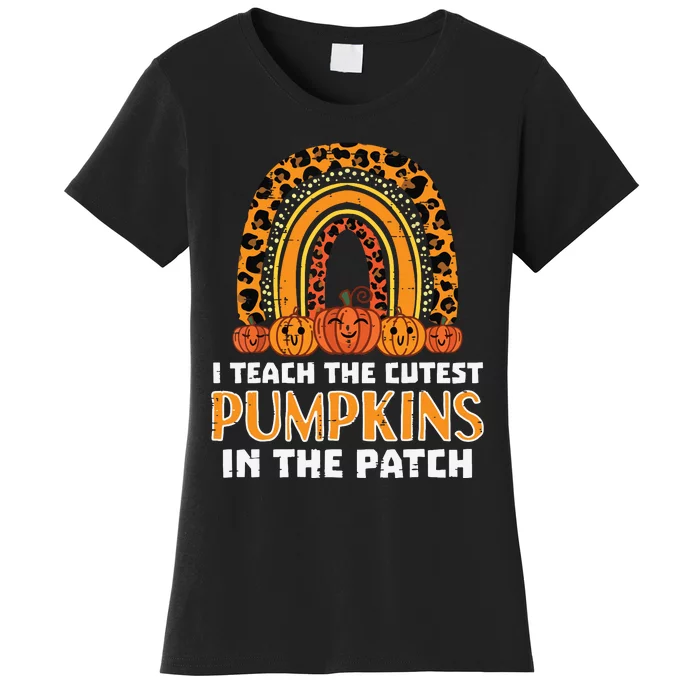 Teach Leopard Rainbow Cute Halloween Costume Teacher Women Women's T-Shirt