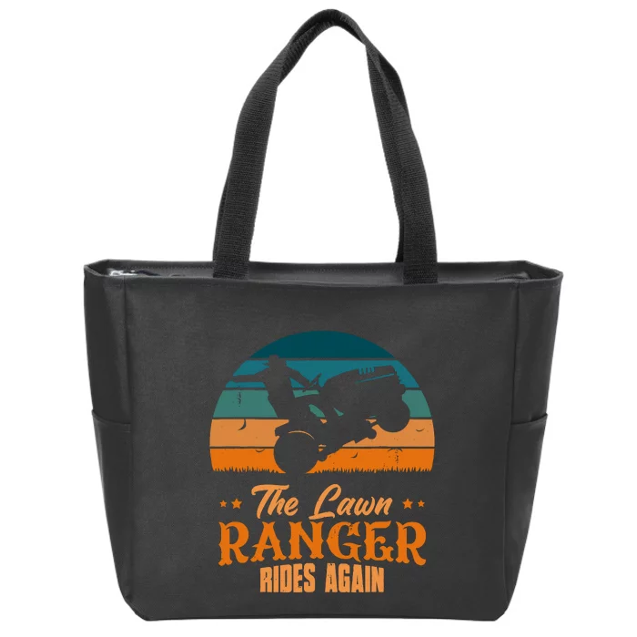 The Lawn Ranger Rides Again Mowing Vintage Retro Mower Zip Tote Bag