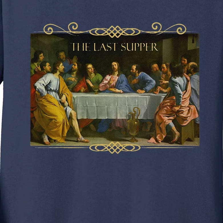 The Last Supper Painting Catholic Easter Jesus Lent Kids Long Sleeve Shirt