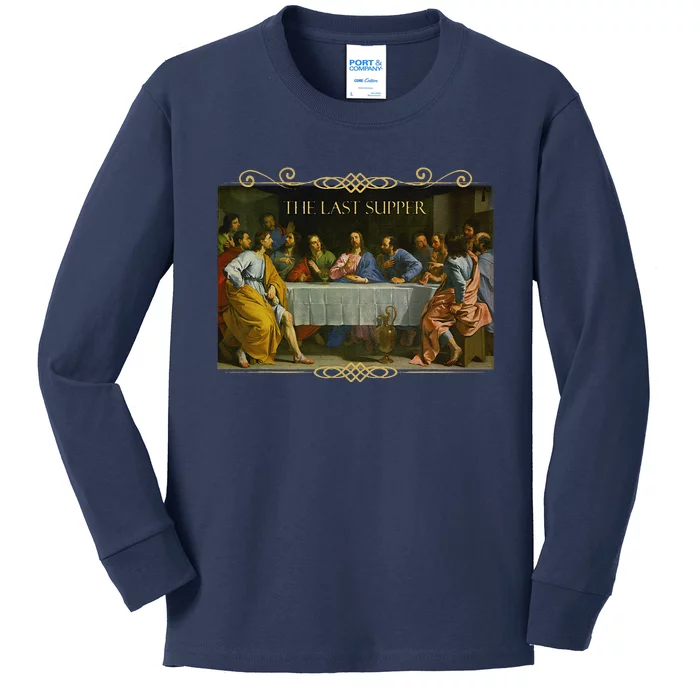 The Last Supper Painting Catholic Easter Jesus Lent Kids Long Sleeve Shirt