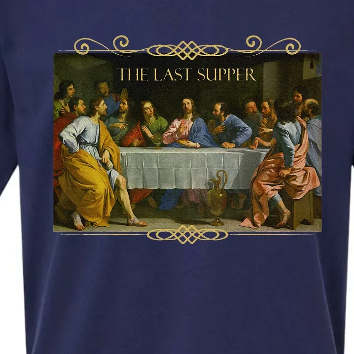 The Last Supper Painting Catholic Easter Jesus Lent Sueded Cloud Jersey T-Shirt