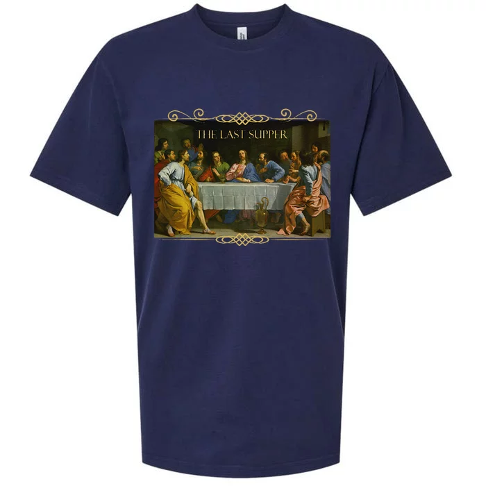 The Last Supper Painting Catholic Easter Jesus Lent Sueded Cloud Jersey T-Shirt