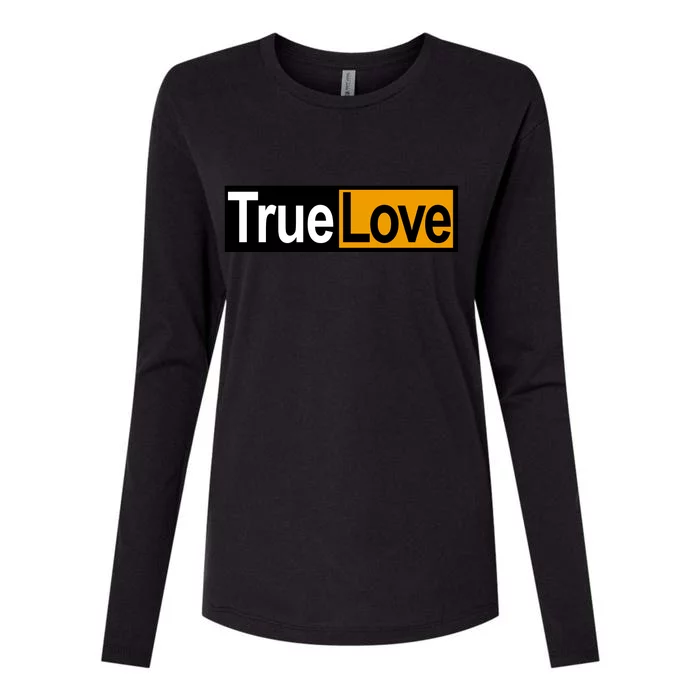 True Love Spoof Logo Womens Cotton Relaxed Long Sleeve T-Shirt