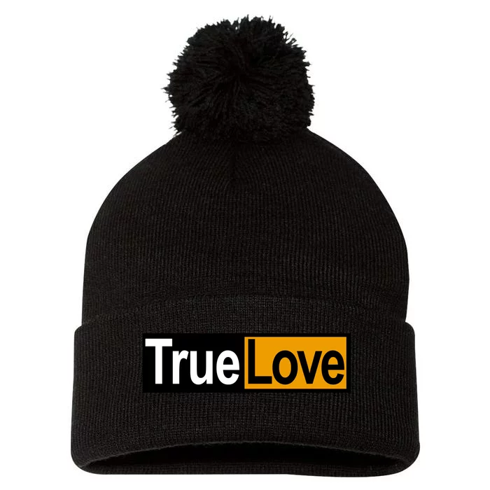 True Love Spoof Logo Pom Pom 12in Knit Beanie