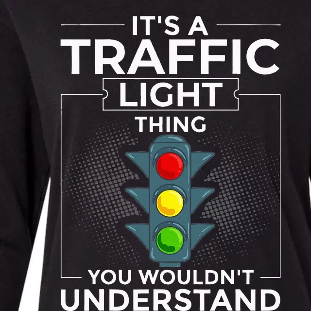 Traffic Light Sign Green Yellow Red Stop Stoplight Womens Cotton Relaxed Long Sleeve T-Shirt