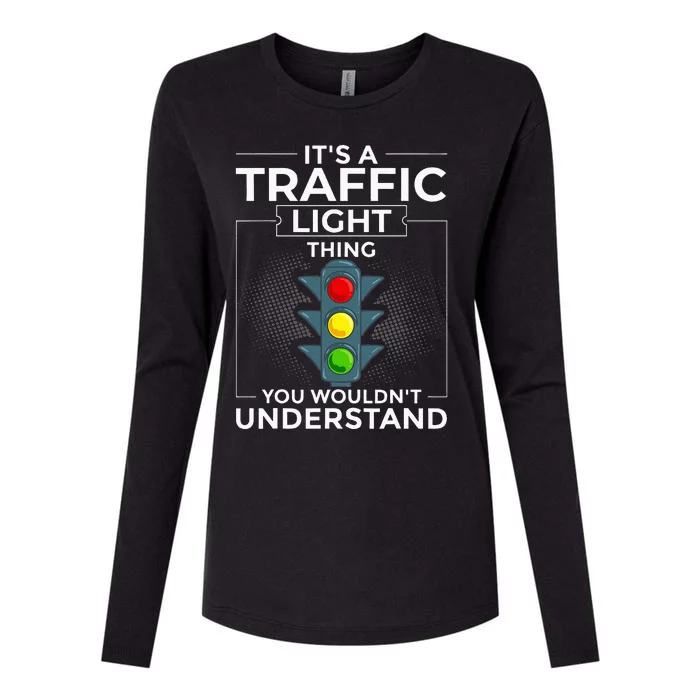 Traffic Light Sign Green Yellow Red Stop Stoplight Womens Cotton Relaxed Long Sleeve T-Shirt