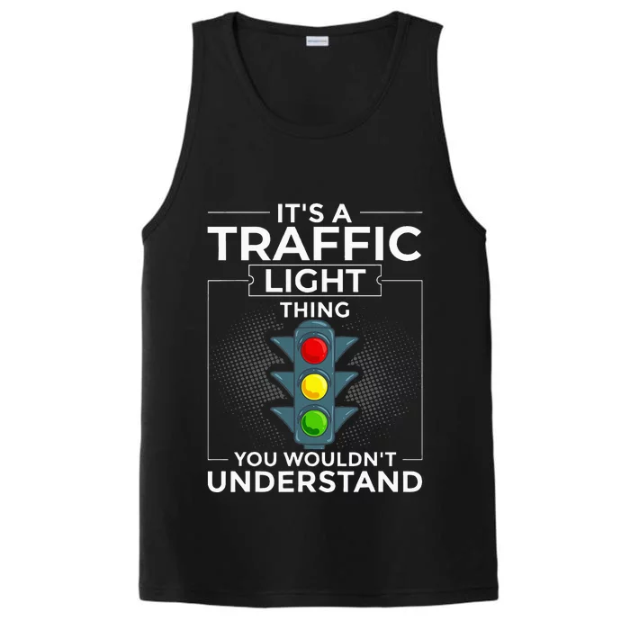 Traffic Light Sign Green Yellow Red Stop Stoplight Performance Tank