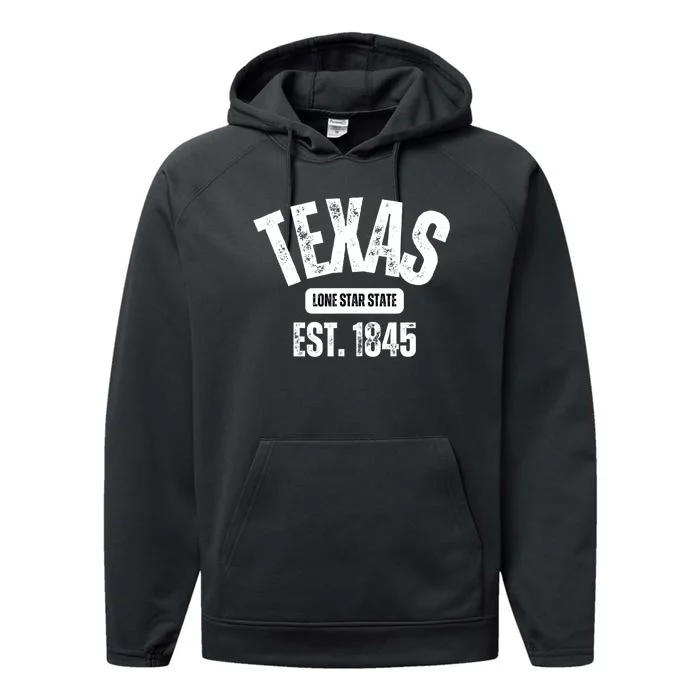 Texas Lone Star State Est 1845 Performance Fleece Hoodie