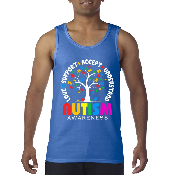 Tree Love Support Accept Autism Awareness Tank Top