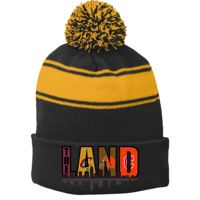 The Land Sports Fan Gear Stripe Pom Pom Beanie