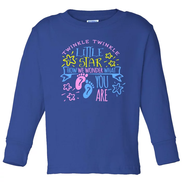 Twinkle Little Star How We Wonder What You Are Gender Reveal Gift Toddler Long Sleeve Shirt