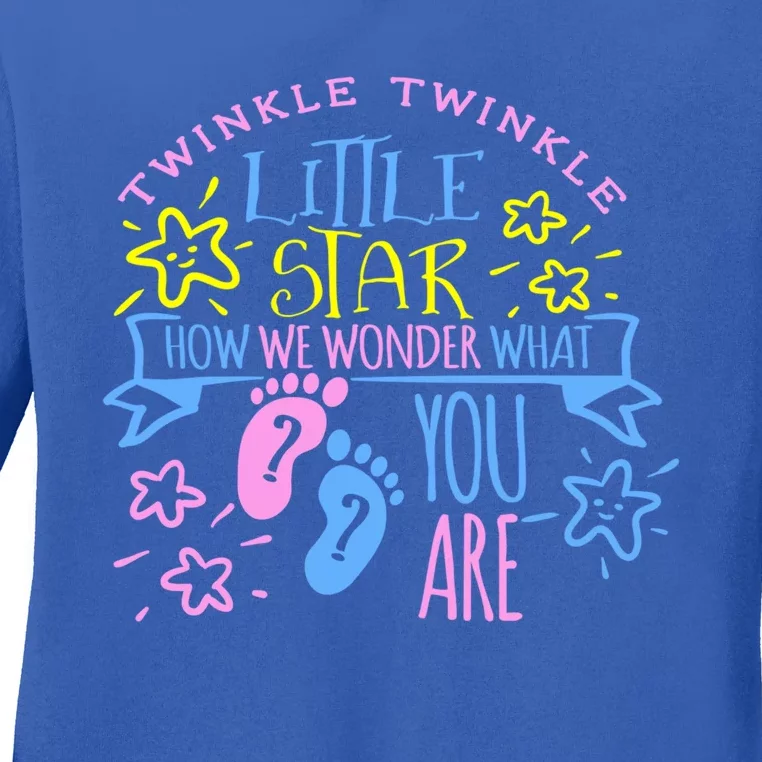 Twinkle Little Star How We Wonder What You Are Gender Reveal Gift Ladies Long Sleeve Shirt