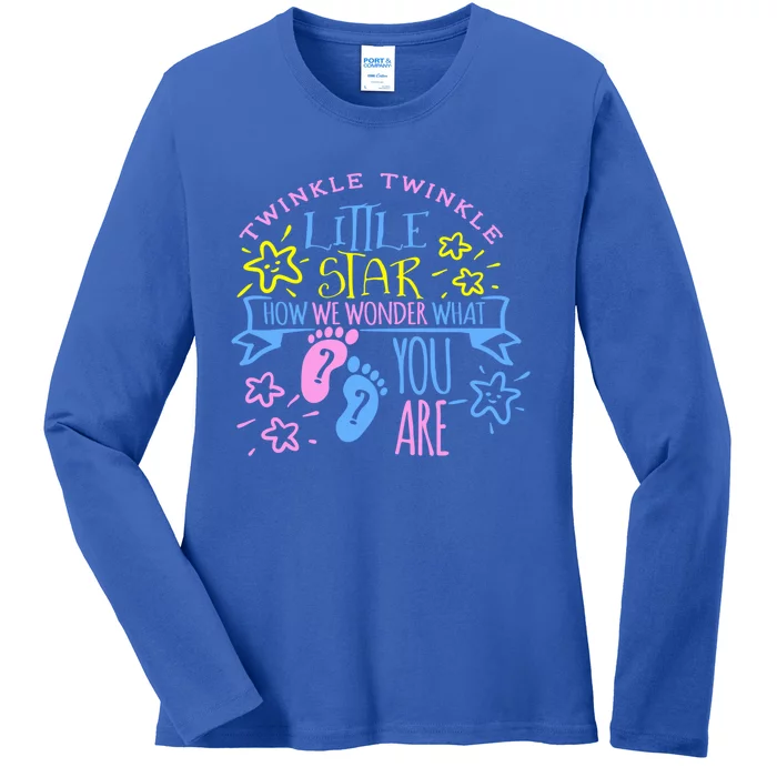 Twinkle Little Star How We Wonder What You Are Gender Reveal Gift Ladies Long Sleeve Shirt