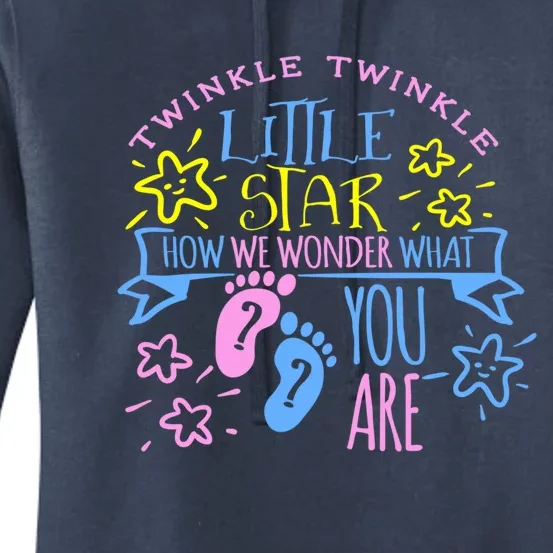 Twinkle Little Star How We Wonder What You Are Gender Reveal Gift Women's Pullover Hoodie