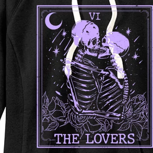 The Lovers Skeleton Tarot Card VI Vintage Halloween Women's Fleece Hoodie