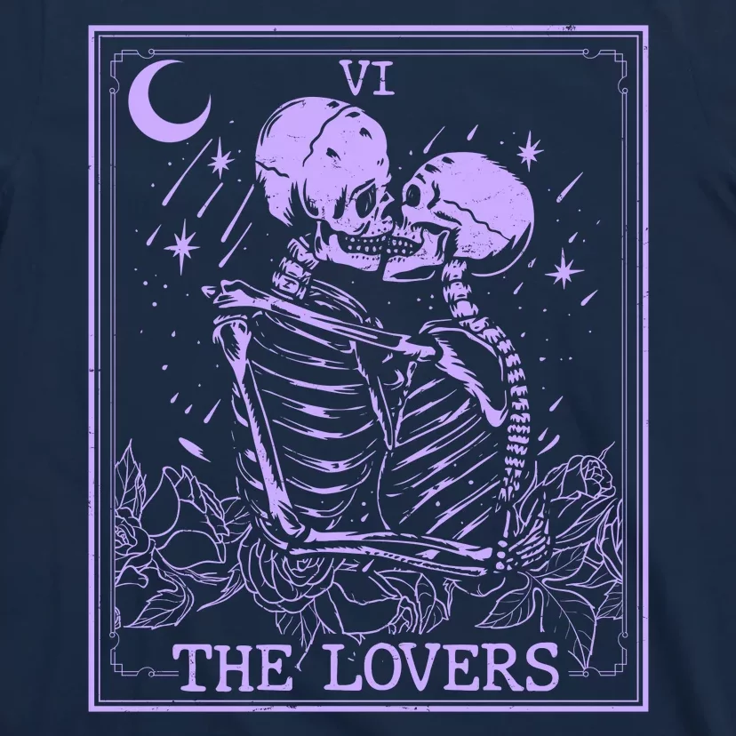 The Lovers Skeleton Tarot Card VI Vintage Halloween T-Shirt