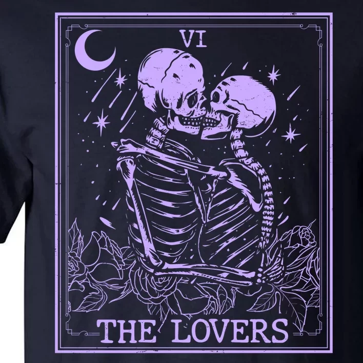 The Lovers Skeleton Tarot Card VI Vintage Halloween Tall T-Shirt