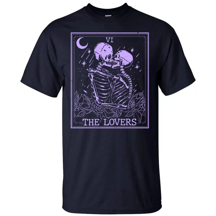 The Lovers Skeleton Tarot Card VI Vintage Halloween Tall T-Shirt