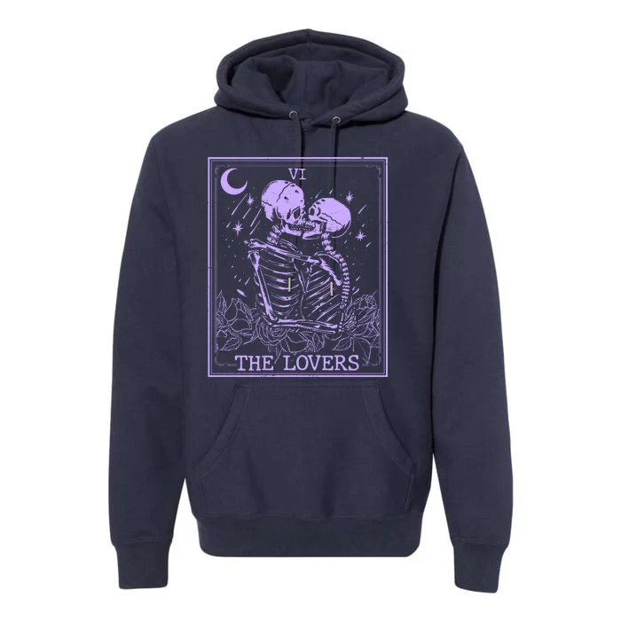 The Lovers Skeleton Tarot Card VI Vintage Halloween Premium Hoodie