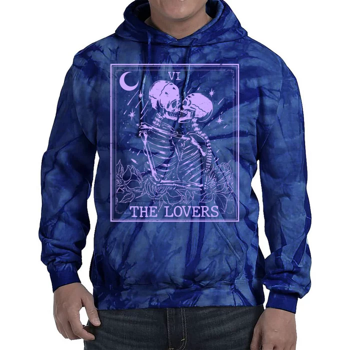 The Lovers Skeleton Tarot Card VI Vintage Halloween Tie Dye Hoodie