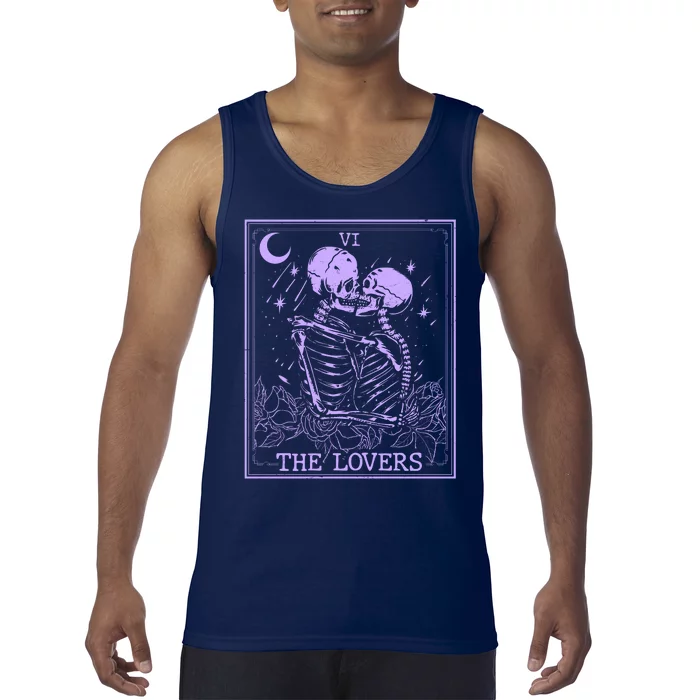 The Lovers Skeleton Tarot Card VI Vintage Halloween Tank Top