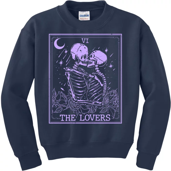 The Lovers Skeleton Tarot Card VI Vintage Halloween Kids Sweatshirt