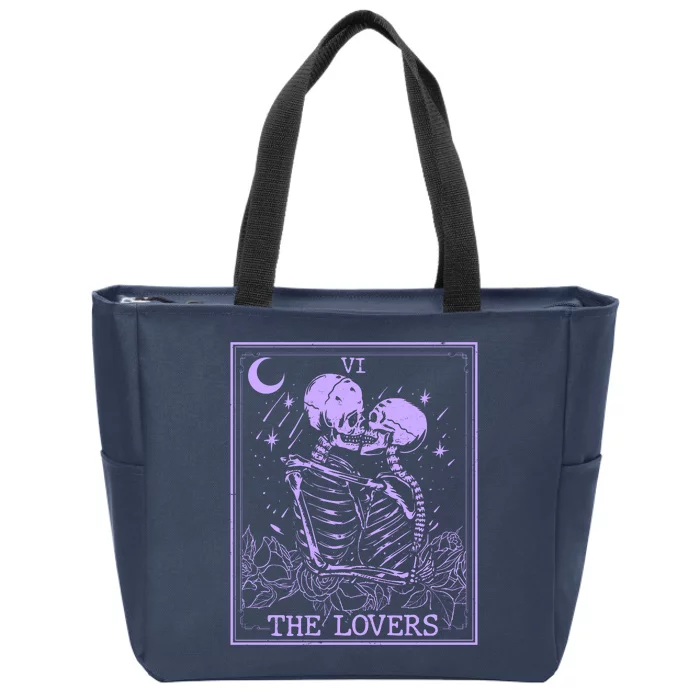 The Lovers Skeleton Tarot Card VI Vintage Halloween Zip Tote Bag