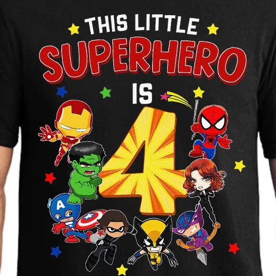 This Little Superhero Is 4 Birthday Superhero 4 Year Old Boy Pajama Set