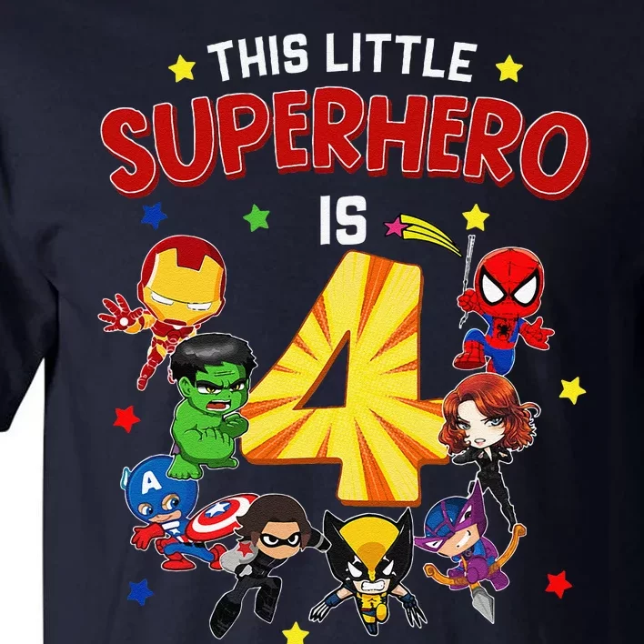 This Little Superhero Is 4 Birthday Superhero 4 Year Old Boy Tall T-Shirt