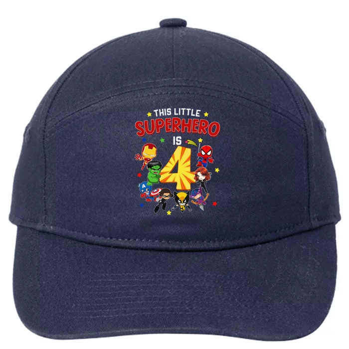 This Little Superhero Is 4 Birthday Superhero 4 Year Old Boy 7-Panel Snapback Hat